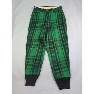 Vintage 1940s Soo Woolen Mills Wool Hunting Pants Mens 29 Green Lumberjack Rare